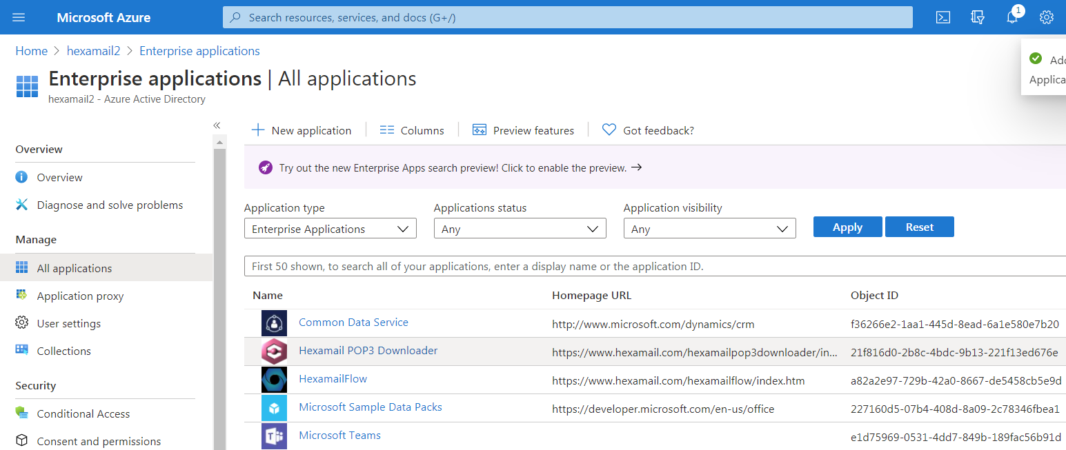 Navigate to Enterprise Applications