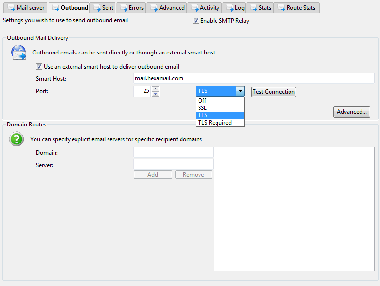 Smarthost SSL or TLS
