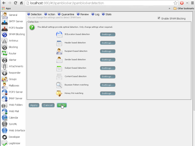 Web Admin Spam Blocker Help Button